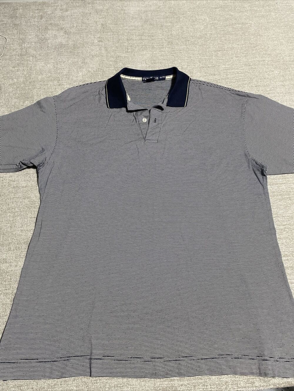 Nautica Shirts Men's XL Grey Polo Collared Short Sleeve Stripes